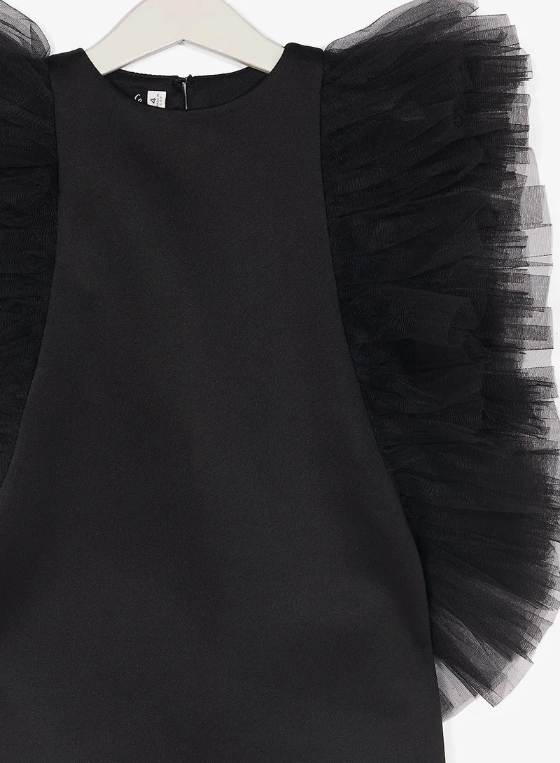 Little Golden Apple Little Ruffle Shoulder Dress